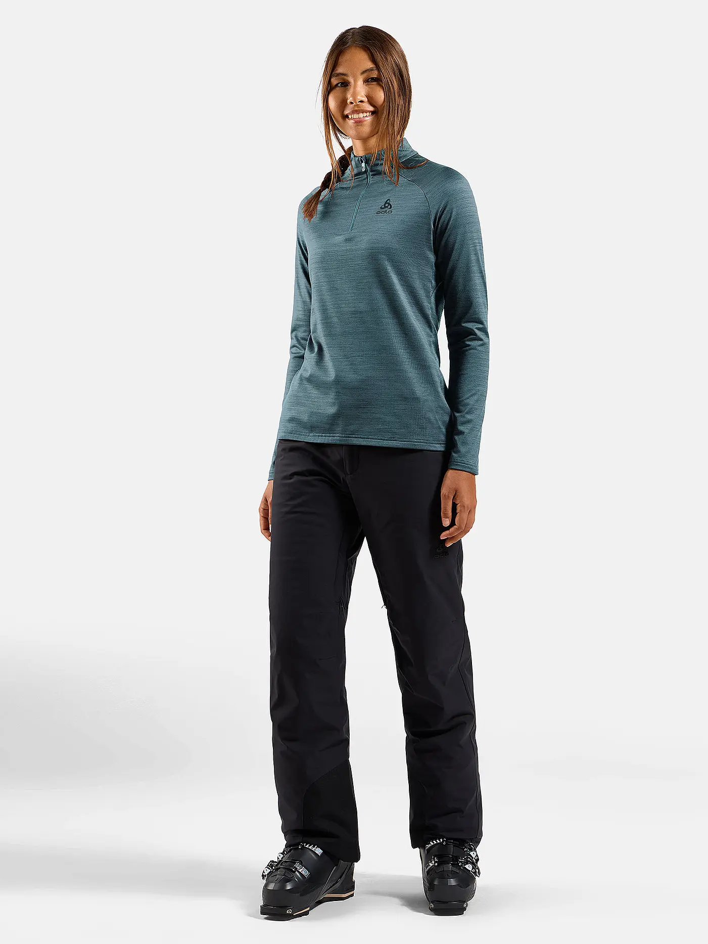 ODLO | Damen Unterzieh Zipshirt Essentials Ceramiwarm | blau